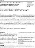 Cover page: Pulmonary Embolism Does Not Have an Unusually High Incidence Among Hospitalized COVID19 Patients