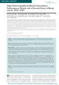 Cover page: Digital Mammography and Breast Tomosynthesis Performance in Women with a Personal History of Breast Cancer, 2007-2016.