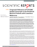 Cover page: Prognostic Relevance of CCDC88C (Daple) Transcripts in the Peripheral Blood of Patients with Cutaneous Melanoma