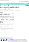 Cover page: Correction to: The impact of patient advisors on healthcare outcomes: a systematic review