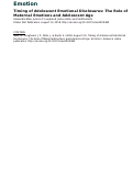 Cover page: Timing of Adolescent Emotional Disclosures: The Role of Maternal Emotions and Adolescent Age