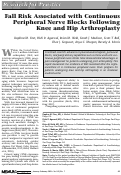 Cover page: Fall Risk Associated with Continuous Peripheral Nerve Blocks Following Knee and Hip Arthroplasty.