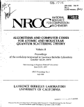 Cover page: ALGORITHMS AND COMPUTER CODES FOR ATOMIC AND MOLECULAR QUANTUM SCATTERING THEORY. VOL. II