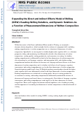 Cover page: Expanding the Direct and Indirect Effects Model of Writing (DIEW): Reading-Writing Relations, and Dynamic Relations As a Function of Measurement/Dimensions of Written Composition.