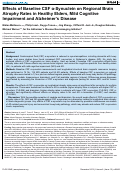 Cover page: Effects of Baseline CSF α-Synuclein on Regional Brain Atrophy Rates in Healthy Elders, Mild Cognitive Impairment and Alzheimer’s Disease