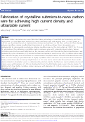 Cover page: Fabrication of crystalline submicro-to-nano carbon wire for achieving high current density and ultrastable current