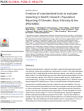 Cover page: Creation of standardized tools to evaluate reporting in health research: Population Reporting Of Gender, Race, Ethnicity &amp; Sex (PROGRES).