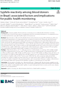 Cover page: Syphilis reactivity among blood donors in Brazil: associated factors and implications for public health monitoring.