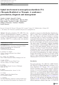 Cover page: Spinal involvement in mucopolysaccharidosis IVA (Morquio‐Brailsford or Morquio A syndrome): presentation, diagnosis and management