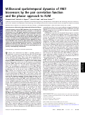 Cover page: Millisecond spatiotemporal dynamics of FRET biosensors by the pair correlation function and the phasor approach to FLIM