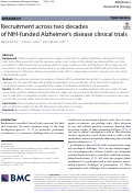 Cover page: Recruitment across two decades of NIH-funded Alzheimer’s disease clinical trials