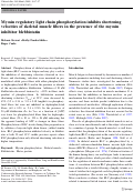 Cover page: Myosin regulatory light chain phosphorylation inhibits shortening velocities of skeletal muscle fibers in the presence of the myosin inhibitor blebbistatin