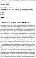 Cover page: Oregon, 2011, Budgeting in Difficult Times