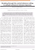 Cover page: Breaking through the central tolerance ceiling to unleash anticancer immune responses