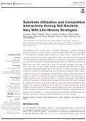 Cover page: Substrate Utilization and Competitive Interactions Among Soil Bacteria Vary With Life-History Strategies