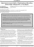 Cover page: Spinal Arteriovenous Fistula, A Manifestation of Hereditary Hemorrhagic Telangiectasia: A Case Report