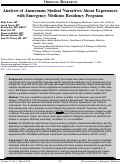 Cover page: Analysis of Anonymous Student Narratives About Experiences with Emergency Medicine Residency Programs