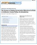 Cover page: The Science of Setting Conservation Objectives for Birds in California’s Central Valley: An Introduction