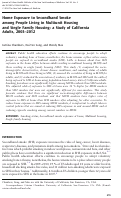 Cover page: Home Exposure to Secondhand Smoke among People Living in Multiunit Housing and Single Family Housing: a Study of California Adults, 2003–2012