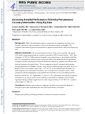 Cover page: Assessing Hospital Performance After Percutaneous Coronary Intervention Using Big Data.