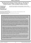 Cover page: Randomized Evaluation of Videoconference Meetings for Medical Students’ Mid-clerkship Feedback Sessions