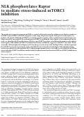 Cover page: NLK phosphorylates Raptor to mediate stress-induced mTORC1 inhibition