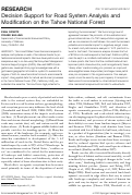 Cover page: Decision support for road system analysis and modification on the Tahoe National Forest