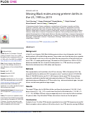 Cover page: Missing Black males among preterm births in the US, 1995 to 2019.