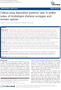 Cover page: Callose plug deposition patterns vary in pollen tubes of Arabidopsis thaliana ecotypes and tomato species