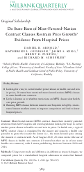 Cover page: Do State Bans of Most‐Favored‐Nation Contract Clauses Restrain Price Growth? Evidence From Hospital Prices