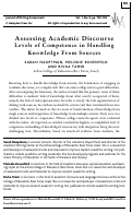 Cover page: Assessing Academic Discourse: Levels of Competence in Handling Knowledge From Sources