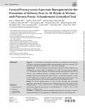 Cover page: Cervical Pessary versus Expectant Management for the Prevention of Delivery Prior to 36 Weeks in Women with Placenta Previa: A Randomized Controlled Trial.