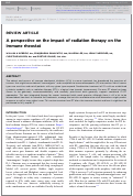 Cover page: A perspective on the impact of radiation therapy on the immune rheostat