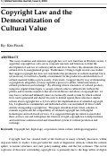 Cover page: Copyright Law and the Democraticization of Cultural Value