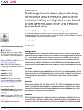 Cover page: Predicting school students’ physical activity intentions in leisure-time and school recess contexts: Testing an integrated model based on self-determination theory and theory of planned behavior