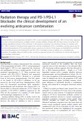 Cover page: Radiation therapy and PD-1/PD-L1 blockade: the clinical development of an evolving anticancer combination