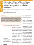 Cover page: Fabrication of Massive Sheets of Single Layer Patterned Arrays Using Lipid Directed Reengineered Phi29 Motor Dodecamer