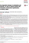 Cover page: Sex-dependent changes in metabolism and behavior, as well as reduced anxiety after eliminating ventromedial hypothalamus excitatory output