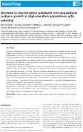 Cover page: Declines in low‐elevation subalpine tree populations outpace growth in high‐elevation populations with warming