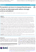 Cover page: Ecosystem services in vineyard landscapes: a focus on aboveground carbon storage and accumulation