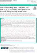 Cover page: Comparison of up-front cash cards and checks as incentives for participation in a clinician survey: a study within a trial