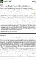 Cover page: TGR5 Signaling in Hepatic Metabolic Health.