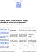 Cover page: The Ethics of Industry Experimentation Using Employees: The Case of Taste-Testing Pesticide-Treated Tobacco