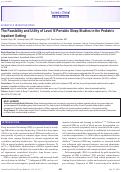 Cover page: The Feasibility and Utility of Level III Portable Sleep Studies in the Pediatric Inpatient Setting.