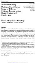 Cover page: Variations Among Medicare Beneficiaries Living in Different Settings: Demographics, Health Status, and Service Use