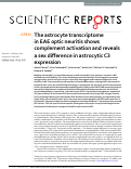 Cover page: The astrocyte transcriptome in EAE optic neuritis shows complement activation and reveals a sex difference in astrocytic C3 expression.