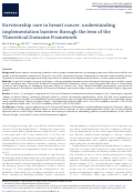 Cover page: Survivorship care in breast cancer: understanding implementation barriers through the lens of the Theoretical Domains Framework