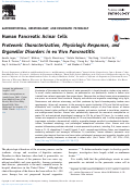 Cover page: Human Pancreatic Acinar Cells Proteomic Characterization, Physiologic Responses, and Organellar Disorders in ex&nbsp;Vivo Pancreatitis