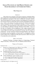 Cover page: Legal Functions of the Prison System and State Legitimacy in Communist China