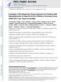 Cover page: Evaluation of the diagnostic biopsy approach for children with hepatoblastoma: A report from the children’s oncology group AHEP 0731 liver tumor committee